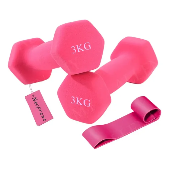 Mancuernas fijas rosas de 3 kg