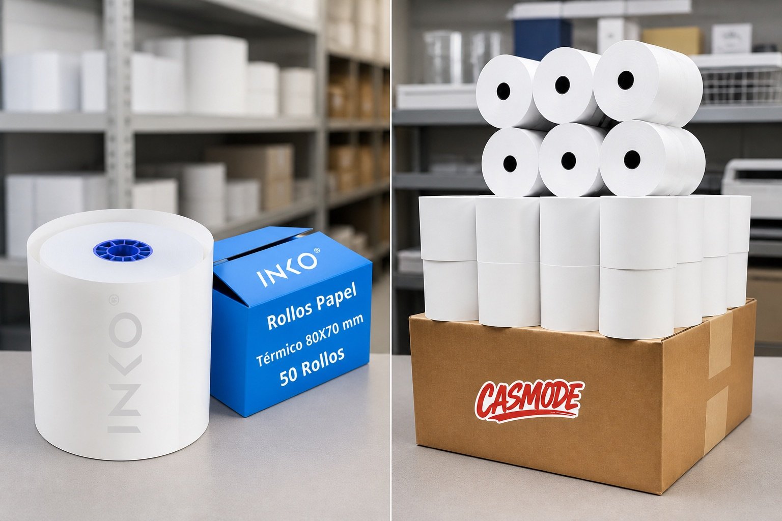INKO, 50 rollos térmicos 80 × 70 mm